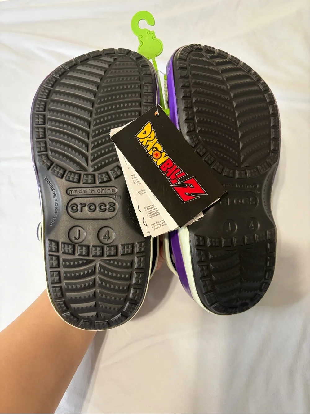 CROCS Kids Clogs in Purple and Light Green Dragonball Z J4 Jibbitz